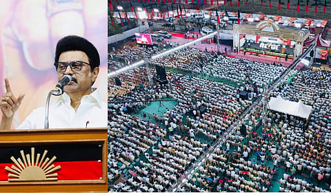 மத்திய அரசைக் கண்டித்து திருவள்ளூரில் நடந்த கண்டனப் பொதுக்கூட்டத்தில் முதல்வர் ஸ்டாலின் உரையாற்றினார்.