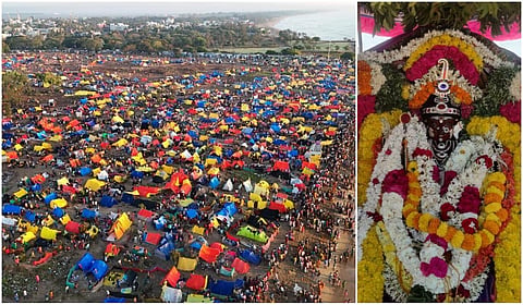 கன்னியம்மன் மாசிமகம் பாரம்பரிய வழிபாட்டுக்காக மாமல்லபுரம் கடற்கரையில் ஒன்றுகூடிய இருளர் மக்கள்!