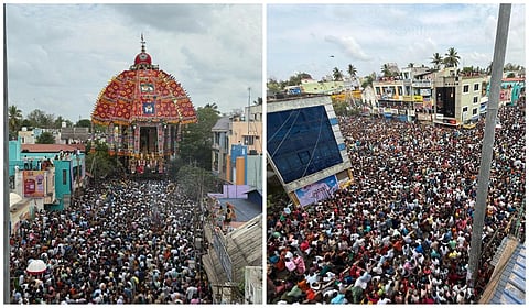 ‘ஆரூரா தியாகேசா’ கோஷங்கள் முழங்க திருவாரூர் ஆழித் தேரோட்டம் கோலாகலம்!