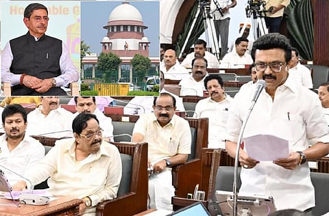 தமிழக அரசு சார்பில் ஆளுநர் ஆர்.என்.ரவிக்கு எதிராக தொடரப்பட்ட வழக்கில் உச்ச நீதிமன்ற தீர்ப்பை வரவேற்று தமிழக முதல்வர் மு.க.ஸ்டாலின் சட்டப்பேரவையில் பேசினார்.