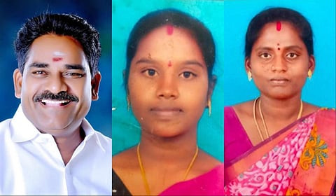 கடலூர் அருகே இருசக்கர வாகனம் மீது கார் மோதிய விபத்தில் பலியான நேரு, சரண்யா மற்றும் கல்பனா