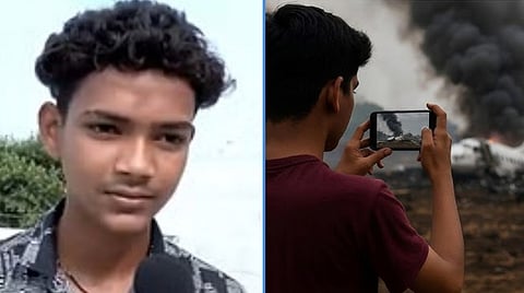குஜராத் விமான விபத்து வீடியோவை தற்செயலாக வீடியோ எடுத்த சிறுவன் அதிர்ச்சி