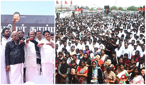 “கீழடி ஆய்வறிக்கையை ஏற்காவிட்டால்...” - திமுக ஆர்ப்பாட்டத்தில் மத்திய அரசுக்கு திருச்சி சிவா எச்சரிக்கை