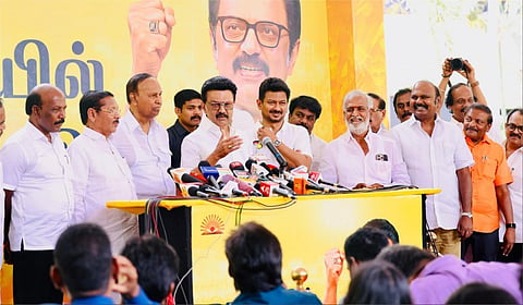 சென்னையில் முதல்வர் ஸ்டாலின் செய்தியாளர்களைச் சந்தித்தார்