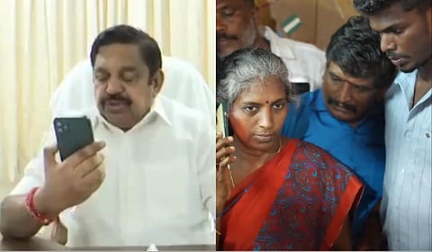 அஜித்குமாரின் தாய் மற்றும் தம்பியிடம் அதிமுக பொதுச் செயலாளர் எடப்பாடி பழனிசாமி பேசினார்.