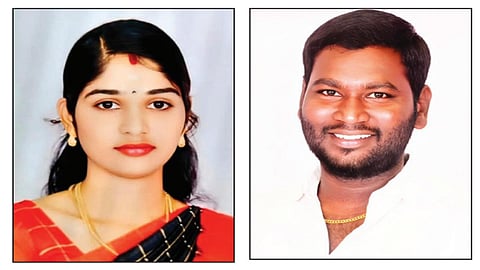 கொலை செய்யப்பட்ட கோமதி. கைது செய்யப்பட்ட அவரது கணவர் ஸ்டீபன்ராஜ்.
