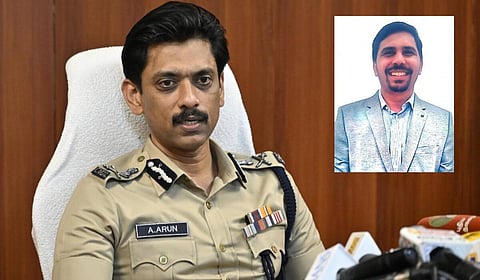 சென்னை மாநகரக் காவல் ஆணையர் அருண். உள்படம்: உயிரிழந்த நவீன்.