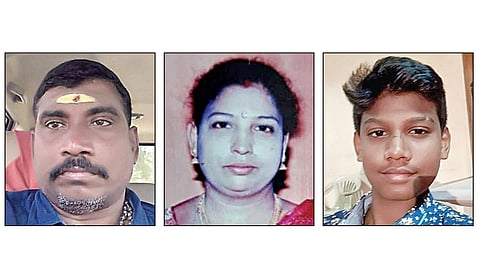 விபத்தில் உயிரிழந்த வெங்கடேசன், லதா, தினேஷ்.