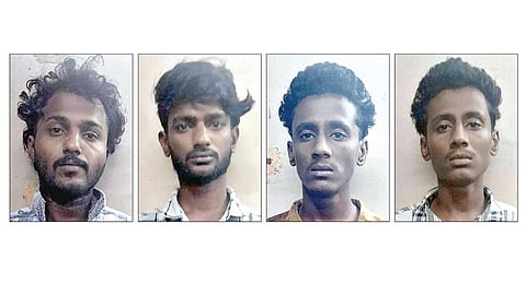 கைது செய்யப்பட்ட அண்ணாமலை, சூரியபிரகாஷ், லட்சுணன், ராமர்.
