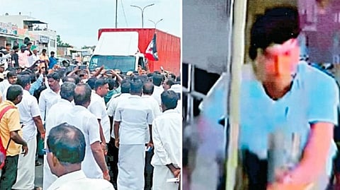 இடது: சிறுமி பாலியல் வன்கொடுமையைக் கண்டித்து சென்னை - கொல்கத்தா தேசிய நெடுஞ்சாலையில் அதிமுகவினர் மறியல் போராட்டம் நடத்தினர். | வலது: குற்றவாளி ரயிலில் பயணிக்கும் புகைப்படம்