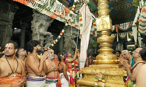 ஸ்ரீவில்லிபுத்தூர் ஆண்டாள் கோயில் ஆடிப்பூர தேரோட்ட திருவிழா கொடியேற்றத்துடன் தொடக்கம்
