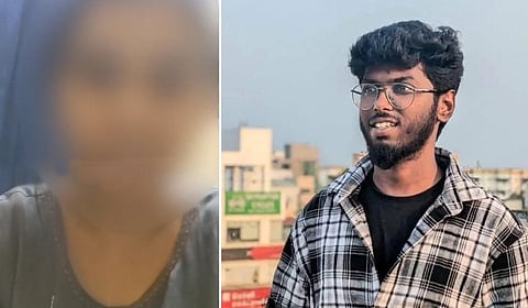 இடது: சுபாஷினி வெளியிட்ட வீடியோவில் ஸ்க்ரீன் ஷாட் | வலது: கொல்லப்பட்ட நவீன்.