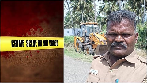 திருப்பூர் மாவட்டம் உடுமலையை அடுத்த குடிமங்கலம் பகுதியில் வெட்டிக் கொலை செய்யப்பட்ட சிறப்பு உதவி ஆய்வாளர் சண்முகவேல்.