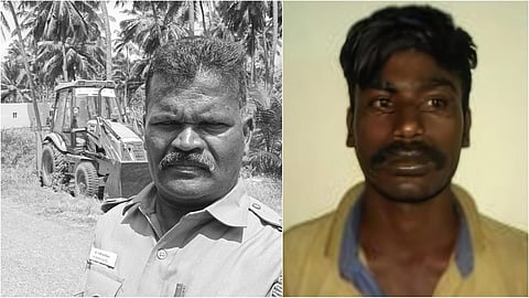 இடது: படுகொலை செய்யப்பட்ட சிறப்பு உதவி ஆய்வாளர் சண்முகவேல் | வலது: போலீஸ் என்கவுன்ட்டரில் சுட்டுக் கொல்லப்பட்ட மணிகண்டன்.
