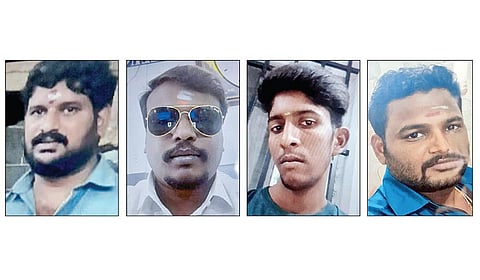 ஆற்றில் மூழ்கி உயிரிழந்த ஹரிஹரன், ஜெயக்குமார், மணிவேல், மணிகண்டன்.