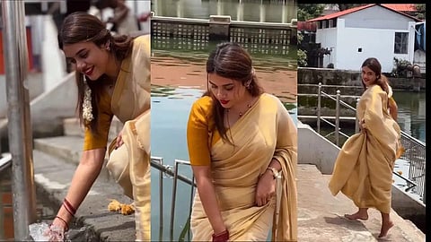 மாற்று மதத்தைச் சேர்ந்த பெண் யூ டியூபர் குருவாயூர் கோயில் குளத்தில் இறங்கியதால் சர்ச்சை