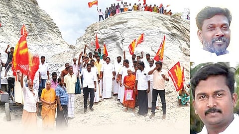 போராட்டத்தில் ஈடுபட்ட மக்கள் | உள்படம்: ராஜ்குமார், கொல்லப்பட்ட சசிகுமார் (கீழிருந்து மேலாக)