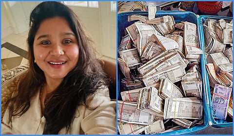 இந்துக்களின் நிலங்களை சட்டவிரோதமாக பிற வகுப்பினருக்கு மாற்றி ஊழலில் ஈடுபட்ட அசாம் சிவில் சர்வீஸ் அதிகாரி நூபூர் போரா. (அடுத்த படம்) அவரது வீட்டில் கைப்பற்றப்பட்ட ரூ.1 கோடி ரொக்கம்.