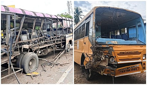 ராஜபாளையம் அருகே பேருந்து விபத்து: 8 பேர் காயம்; மதுரை - கொல்லம் சாலையில் போக்குவரத்து பாதிப்பு