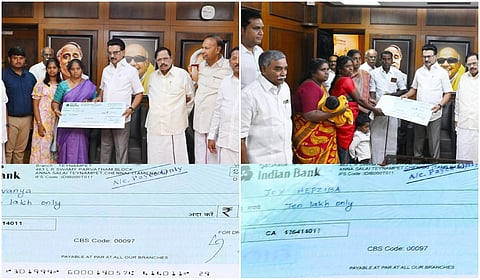 சாலை விபத்தில் உயிரிழந்த திமுகவினர் குடும்பங்களுக்கு தலா ரூ. 10 லட்சம் - ஸ்டாலின் வழங்கினார்