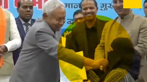 இஸ்லாமிய பெண்ணின் ஹிஜாபை விலக்க முயன்ற நிதிஷ் குமார்: ‘சங்கி’ என விமர்சித்த ஆர்ஜேடி