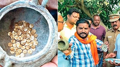 திருப்பத்தூர் அருகே விவசாய நிலத்தில் தங்க புதையல் கண்டெடுப்பு - போலீஸ் விசாரணை