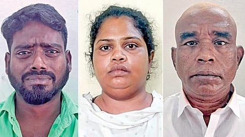 கைது செய்யப்பட்ட குமரேசன், அனிதா, சீனிவாசன்