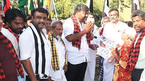 நந்திவரம் - கூடுவாஞ்சேரி பகுதியில் தீவிர பிரச்சாரத்தில் ஈடுபட்ட திமுக வேட்பாளர் எம்.கே.டி. கார்த்திக் தண்டபாணி