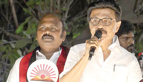 மயிலாப்பூர் தொகுதி திமுக வேட்பாளர் த.வேலுவை ஆதரித்து பிரச்சாரம் செய்த முதல்வர் மு.க.ஸ்டாலின்.