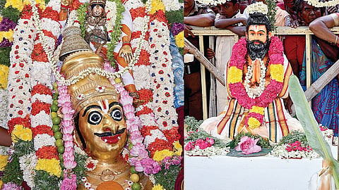 மண்டூக முனிவருக்கு சாப விமோசனம் அளிக்க கருட வாகனத்தில் எழுந்தருளிய சுந்தரராஜ பெருமாள்.