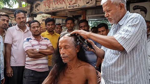 மேற்கு வங்கத்தில் திரிணமூல் தோல்வி: 15 ஆண்டுக்குப்பின் தலைமுடியை மழித்து சபதத்தை நிறைவேற்றிய பாஜக ஆதரவாளர்