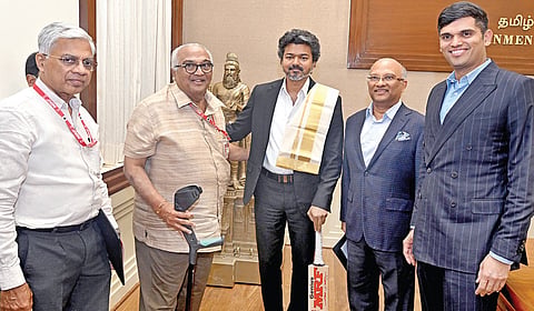 எம்ஆர்எஃப், கோத்தாரி குழுமத்தினர் முதல்வர் விஜய்யுடன் சந்திப்பு