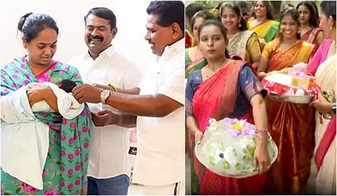 சீமானுக்கு குழந்தை பிறந்துள்ள நிலையில் சீர்வரிசையுடன் வந்த அனிதா ராதாகிருஷ்ணன்