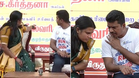 பேனரில் பின்னுக்கு தள்ளப்பட்ட பெயர்! - விருதுநகரில் அரசு நிகழ்ச்சியில் அமைச்சர் ஜெகதீஸ்வரி எழுப்பிய கேள்வியால் பரபரப்பு