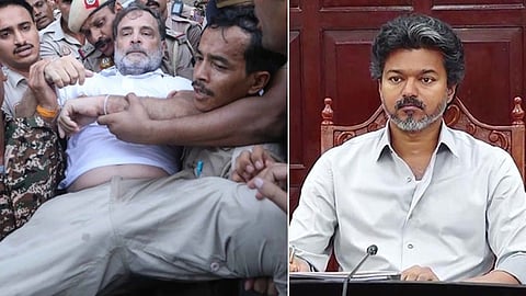 ஜனநாயக உரிமைகள் மீதான தாக்குதல்: ராகுல் காந்தி கைதுக்கு தவெக கண்டனம்