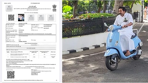 டூவீலரில் பேரவை வந்த புதுச்சேரி எம்எல்ஏ - நம்பர் பிளேட், ஹெல்மெட் இல்லாததால் ரூ.1,500 அபராதம்