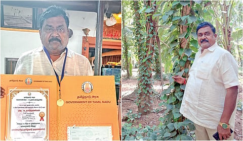 நம்மாழ்வார் விருது பெற்ற விவசாயி அ.சுப்பிரமணியன்.