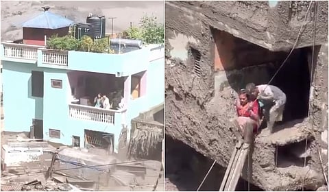 நேபாள வெள்ளத்தின் நடுவே விழாமல் நின்ற ஒரே வீடு: குடும்பத்தினர் பத்திரமாக மீட்பு