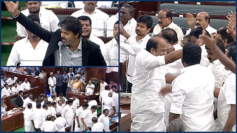 எதிர்க்கட்சித் தலைவர் பேச அனுமதி மறுப்பு: சட்டப்பேரவையில் திமுகவினர் அமளி; வெளிநடப்பு - முதல்வர் பேச்சுக்கு கடும் எதிர்ப்பு
