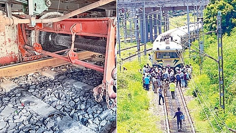 கோட்டை நிலையத்தில் மின்சார ரயில் திடீரென தடம் புரண்டது - 2 மணி நேரம் சேவை பாதிப்பு