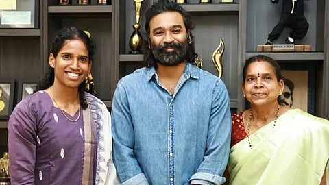 தடகள வீராங்கனை வித்யா ராம்ராஜை நேரில் அழைத்து பாராட்டிய தனுஷ்