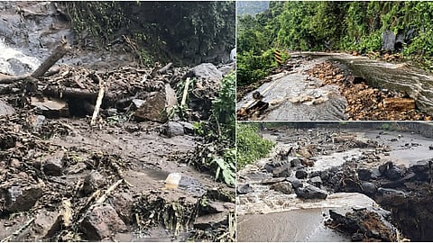 கனமழை: கொடைக்கானல் அடுக்கம் மலைச்சாலையில் மண் சரிவு, சாலை சேதம்: போக்குவரத்து துண்டிப்பு
