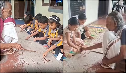மணலே பலகை, குச்சியே எழுதுகோல்... பாடம் கற்பிக்கும் 85 வயது ஆசிரியை!