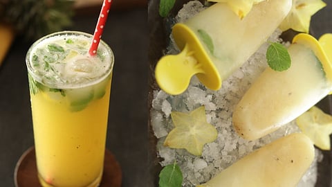 Pineapple Shikanji and Star Fruit Popsicles
