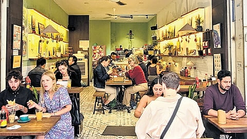 In frame: Tourists at a local eatery