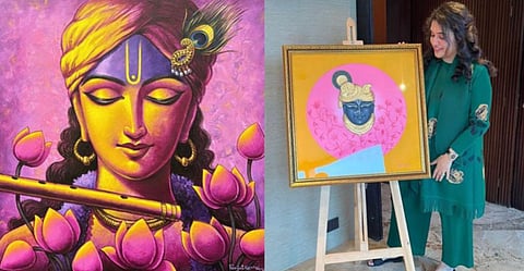 Check out these beautiful devotional artworks by Parijat Kanhai at this Kolkata hotel