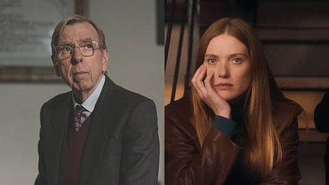 Timothy Spall (L); Fleur Geffrier in Les Gouttes de Dieu (R)