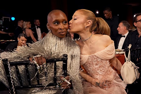Cynthia Erivo, left, and Ariana Grande in the audience during the 31st annual Screen Actors Guild Awards on Sunday, Feb. 23, 2025, at the Shrine Auditorium in Los Angeles