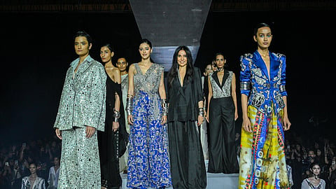 Anamika Khanna on the ramp at LFWxFDCI with her showstopper Ananya Panday