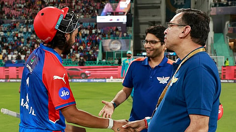 KL Rahul with Sanjiv Goenka and Shashwat Goenka